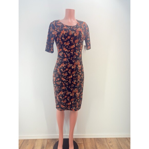 LuLaRoe Julia Dress Large Color Black Stretch Knee Length Comfy Soft - Picture 9 of 16